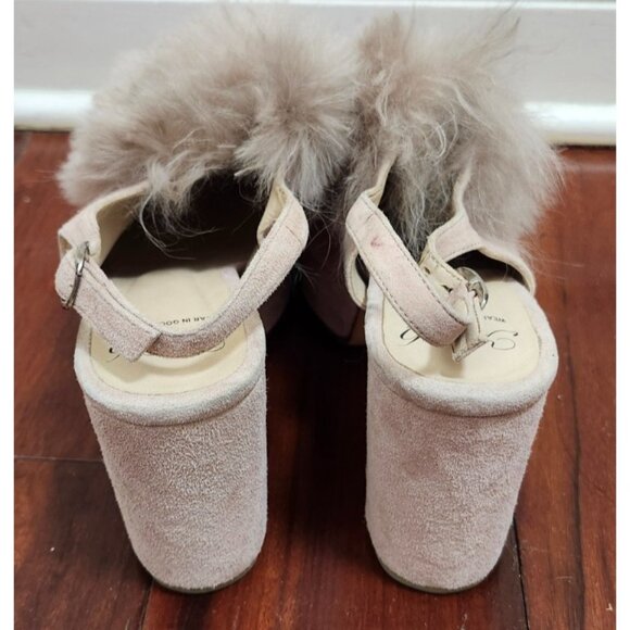 No. 6 Victoria Platform Heels Blush Furry Chunky Shoes Size 8 Designer Statement - Picture 5 of 11